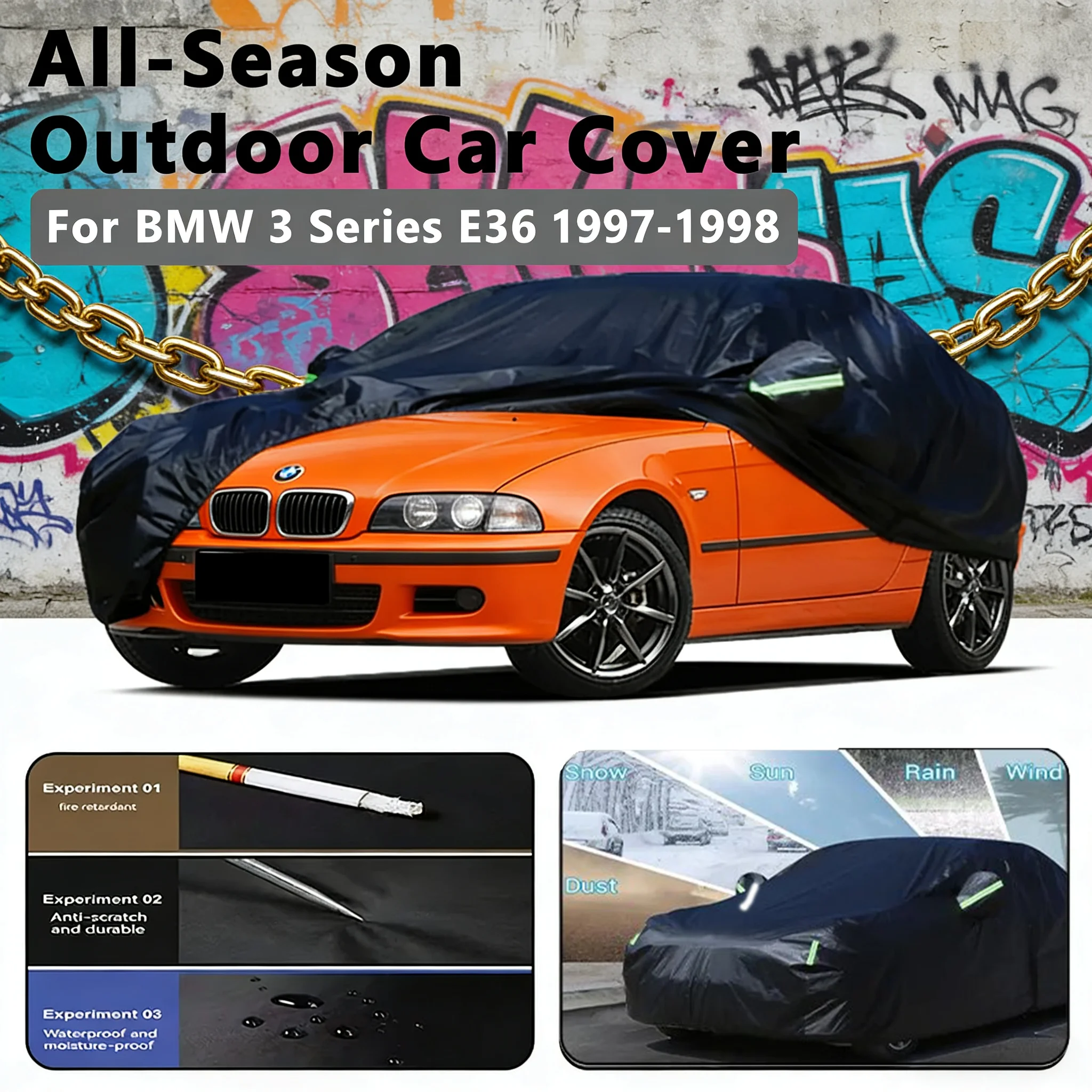 

For BMW 3 Series E36 1997-1998 Car Full Cover - Outdoor Waterproof Snowproof Sunshade, All Weather Auto Protection Accessories