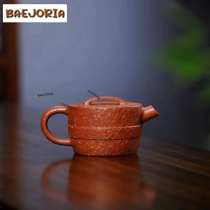 160ml Yixing Purple Clay Teapot Handmade Gun Nozzle Large Caliber Pot Raw Ore Downhill Mud Tea Maker Kettle Strainer Zisha Tea