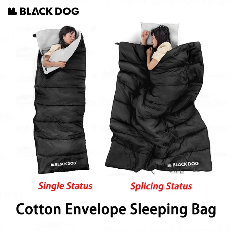 Naturehike BLACKDOG Camping Envelope Sleeping Bag Outdoor Warm Portable Machine Washable Cotton Spliced Sleeping Bag Waterproof