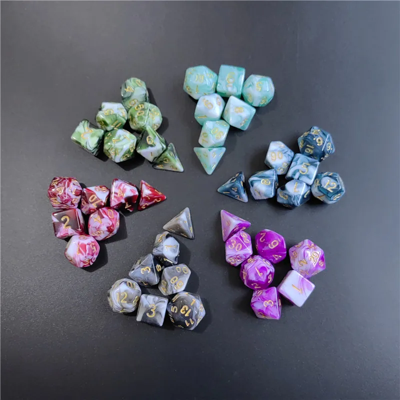 7 Pcs 1 Set Of Two-color Style DND Dice New Acrylic Set D4 D6 D8 D10 D12 D20 Multi-sided Dice TRPG Dungeons & Dragons Board Game