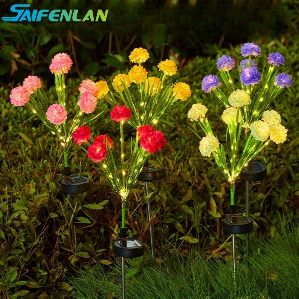

7Head Hydrangea Flower Solar Tulip Lotus Led Light Outdoor Garden Pathway Lamps For Garden Patch Patio Country House Decoration