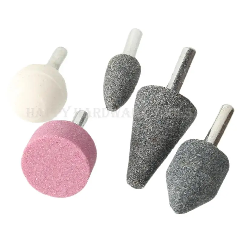 5 Buah Penggiling Batu Gigi yang Dipasang di Gigi, Hijau Merah Muda ​ Batu Putih Untuk Kontur Dan Pembentukan Porcelain Metal Shaft