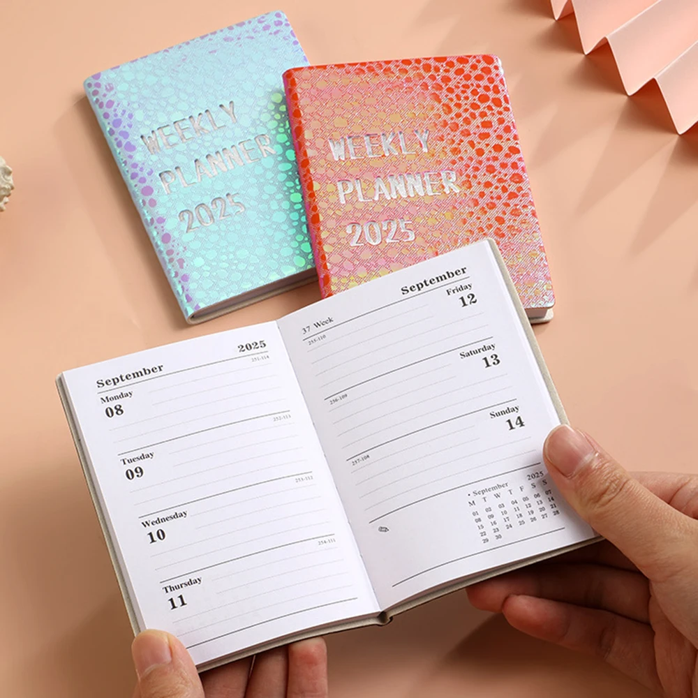 2025 A7 Dazzling Color Pocket Notebook 365 Days Notepad Diary Week Planner Stationery Office School Supplies