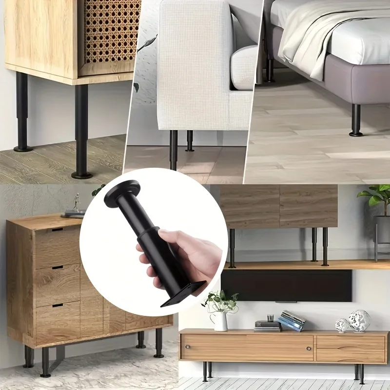 2-Piece Set of Adjustable Furniture Legs, Multifunctional Telescopic Legs with Rubber Base, Non-Slip and Durable, Suitable for Various Cabinets, Sofas, Computer Desks, Beds, and DIY Furniture, Heavy-D image 4