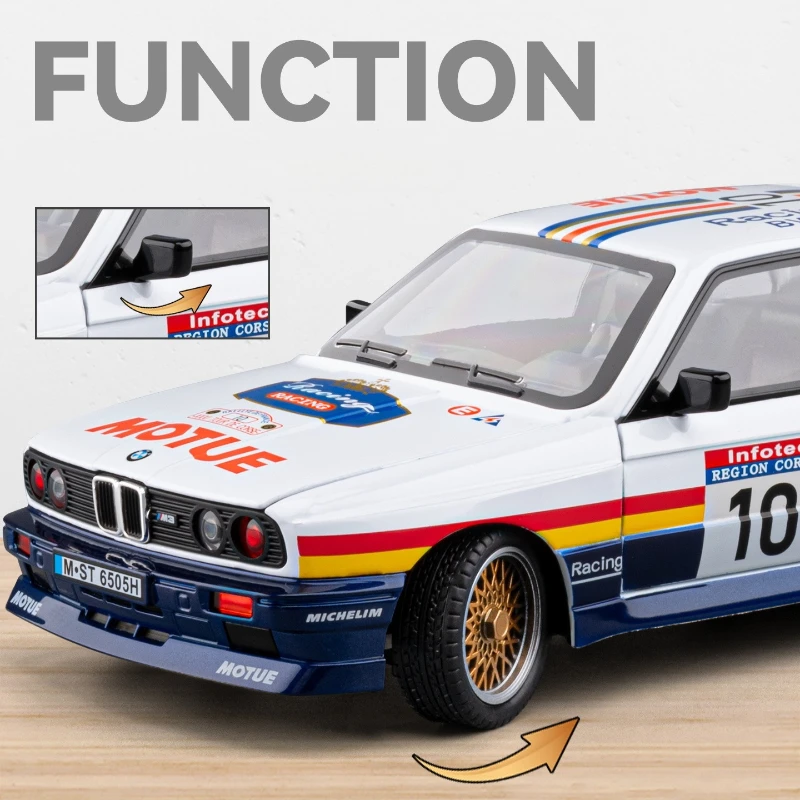 محاكاة 1:24 BMW M3 سبيكة سيارة رياضية نموذج مع الصوت والضوء التراجع المعادن مصغرة Voiture جمع لعبة مركبة هدية #5