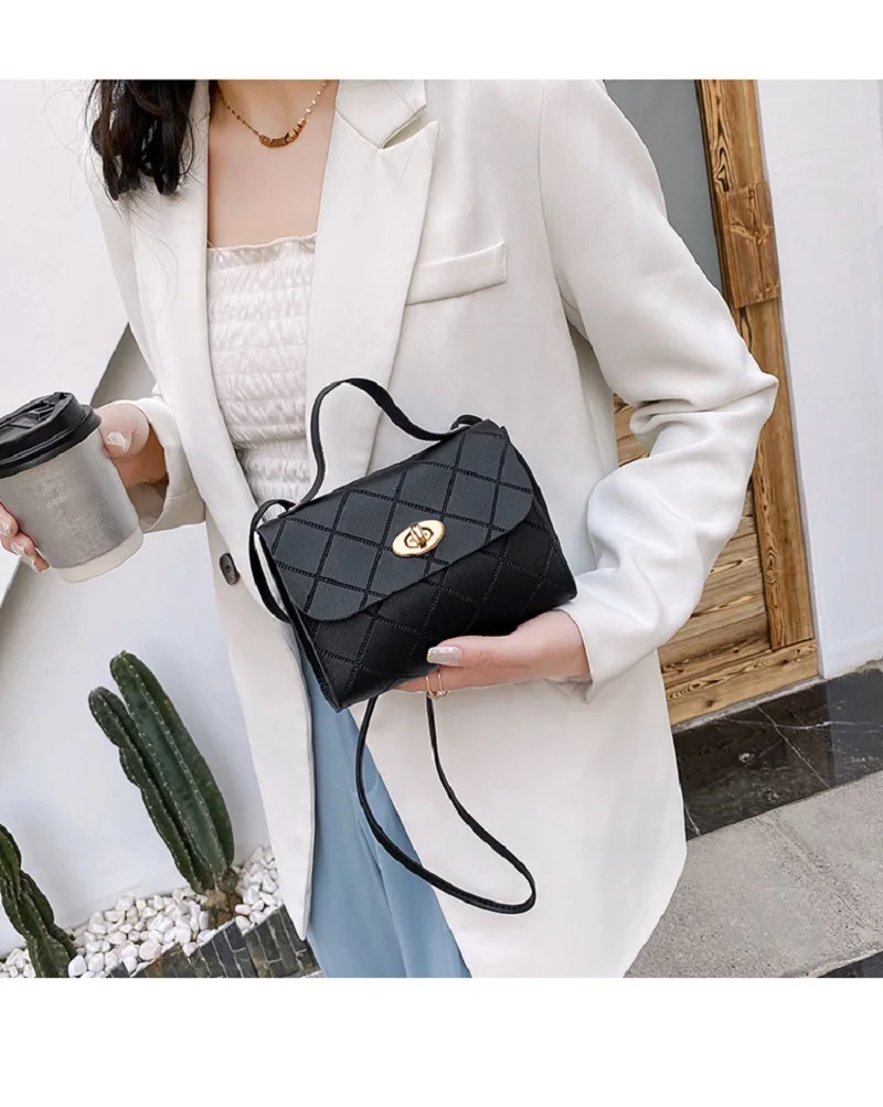 Lingge stripesd small square bag women\'s handbags2021 k-style satchel small bag export wholesale fashion trendy bag