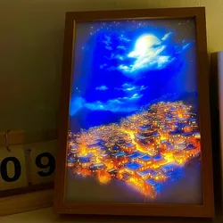 Light Painting Wanjia Lights Decor Night Light Bedside Lamp Bedroom Desk Wall Mounted Photo Frames Illuminated Painting Gifts