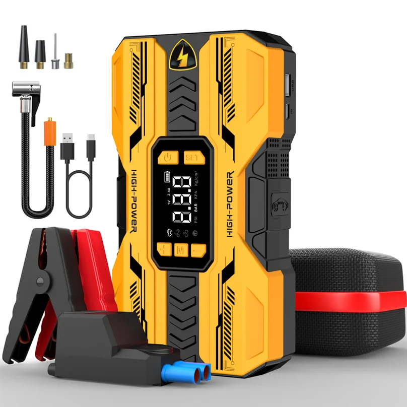 6000A 190psi 6-in-1 Portable Car Jump Starter Smart Digital Tire Inflator 12v Emergency Power Bank Type-c Usb Output Au