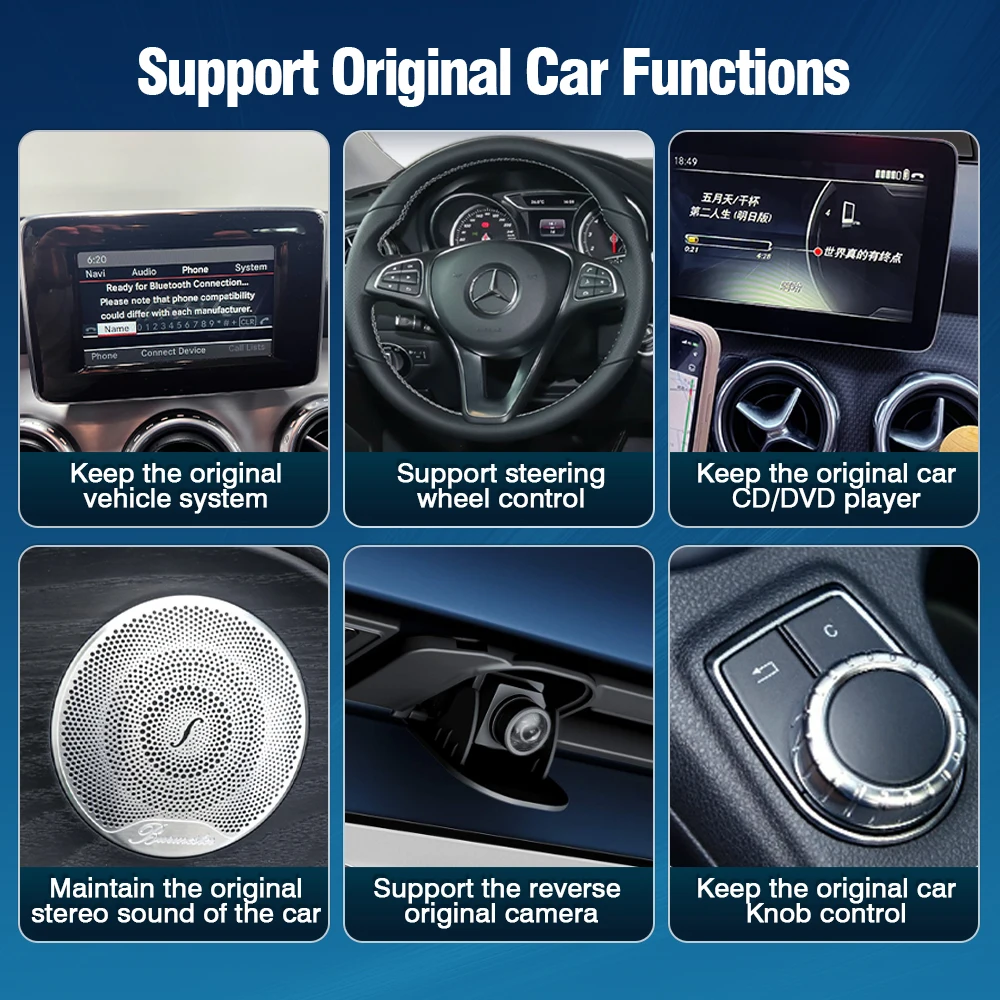 AUTOTOP Wireless Carplay для Mercedes Benz A B C E CLA GLA GLK ML NTG4.5 NTG5.0 Модуль Android Auto GPS Navi Зеркало Задняя камера