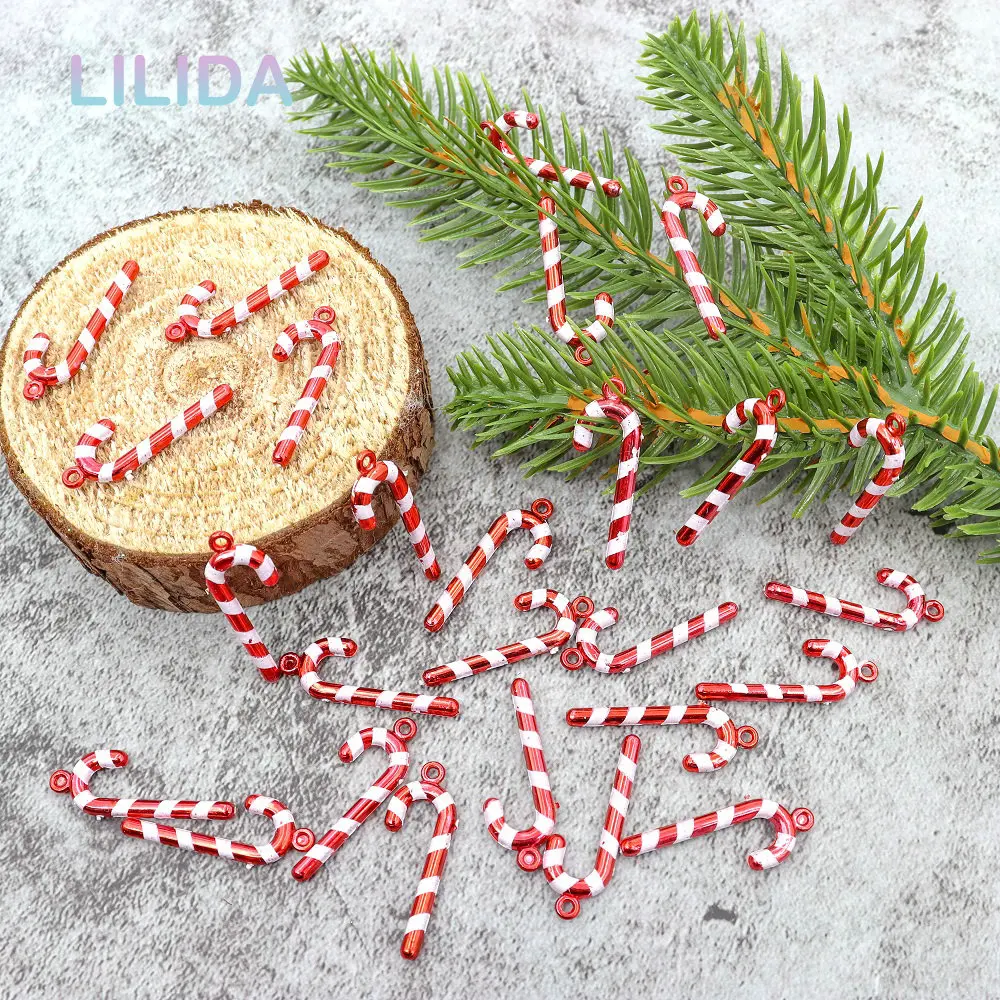 24/48/96PCS Mini Hanging Candy Cane Stool Christmas Tree Pendant Decoration Cane Craft Home Ornament Xmas Gift New Year Navidad