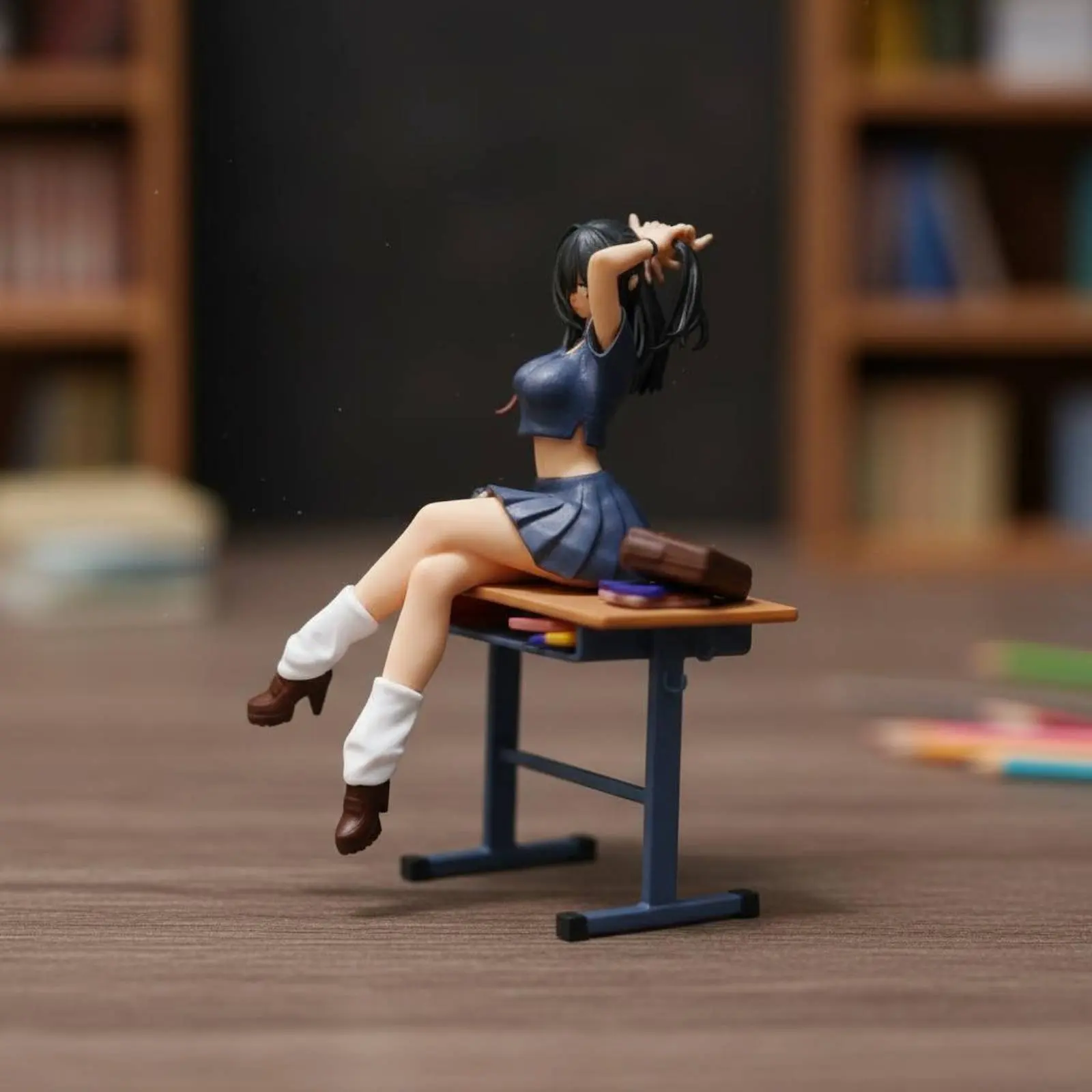 

1:64 Girl Figurine High Fine Finish Sitting Girl Figure 1:64 Scale Figure Exquisite Workmanship Painted Resin Figurine