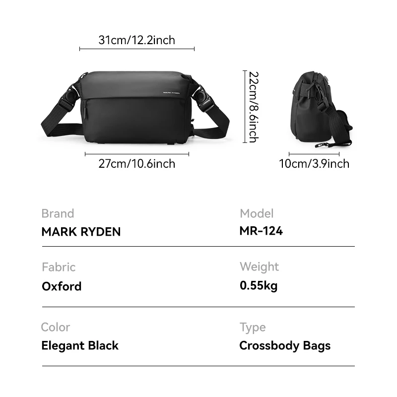 MARK RYDEN Crossbody Sling Bag with Rotatable Buckle, Multi-Compartment for Daily & Travel Use