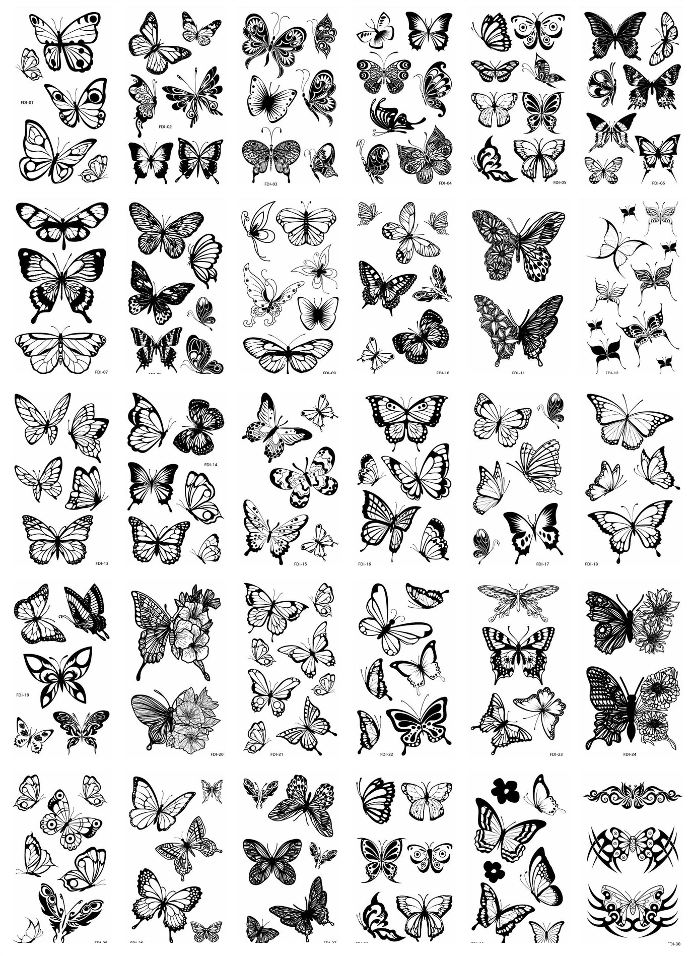 60pcs/set Transfer Tattoo for Men Women Decor Wrist Back Neck Black Butterfly Sentence English Quote Text Fake Tattoos Stickers