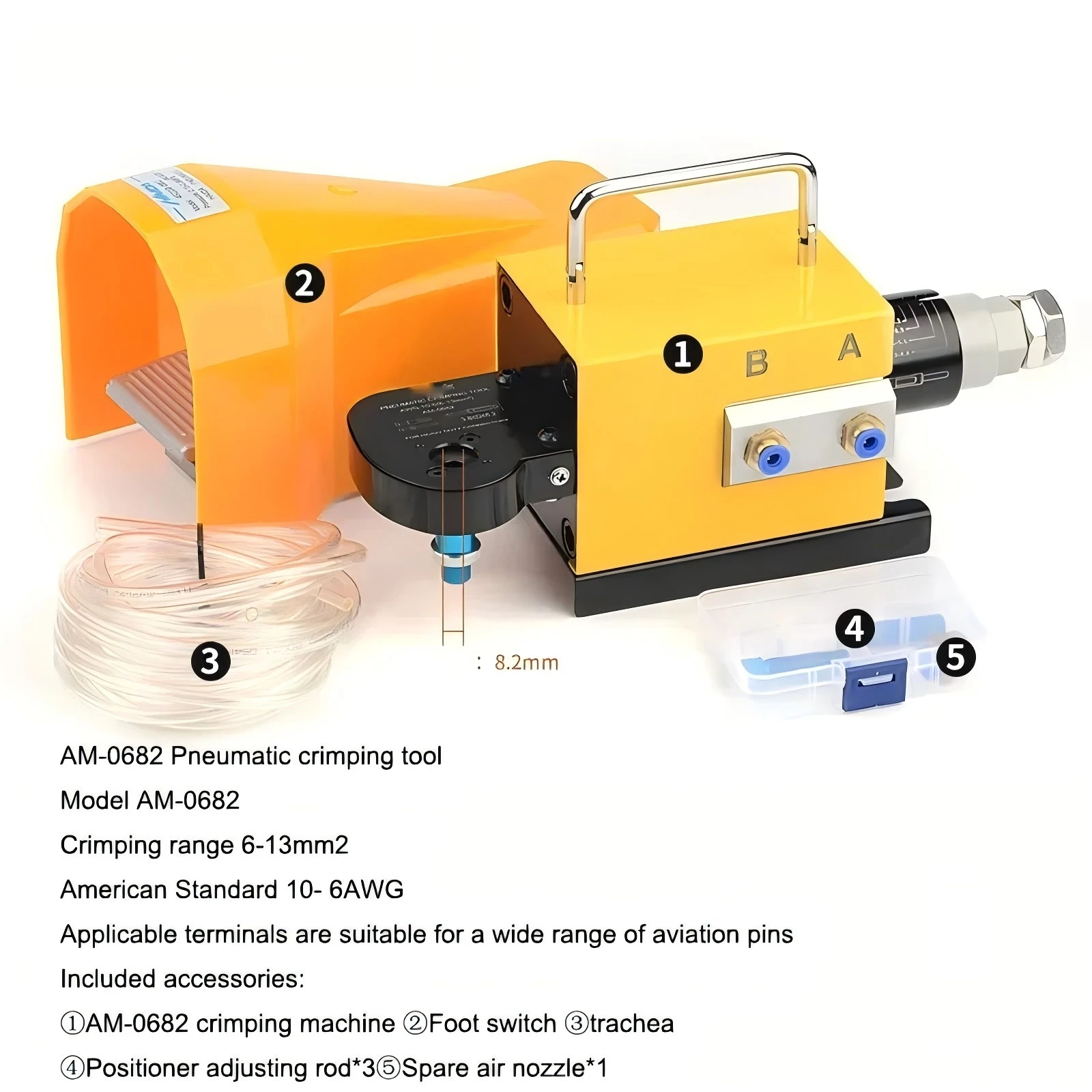 

Пневматический пресс для обжима коаксиальных разъемов AM-1257 (220В), четырехконтактный, для авиационных терминалов, сверхмощный, для обжима штыревых разъемов