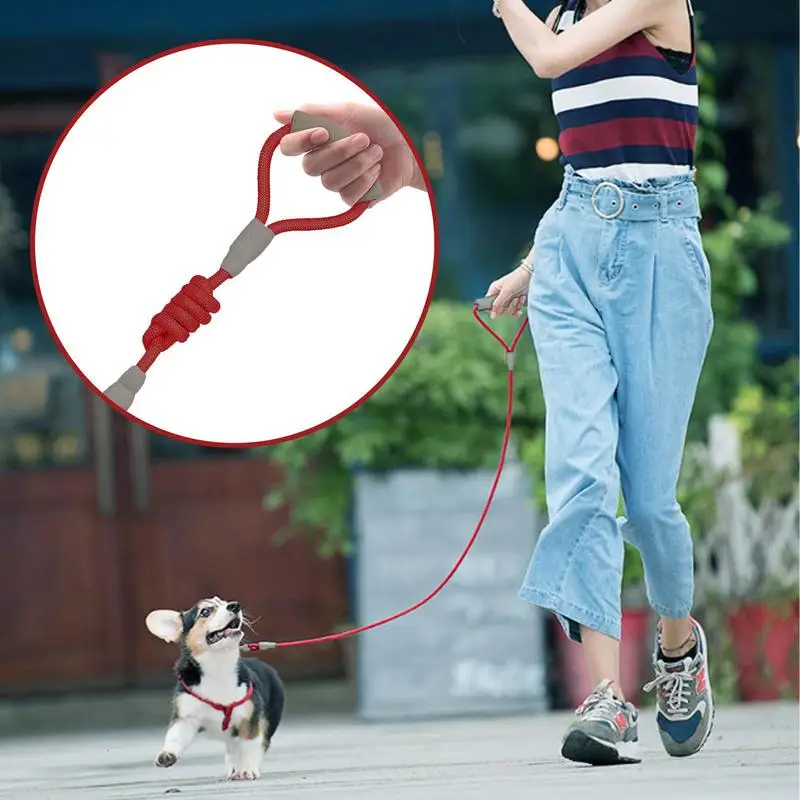 Dog Walking Double-Headed Training Traction Rope Two Traction Rope Anti-Winding With Comfortable Handle For Dogs