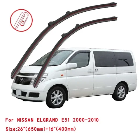 Для NISSAN ELGRAND E50 E51 E52 1995-2024: Щетки стеклоочистителя лобового стекла, аксессуары для мойки, очистка окон