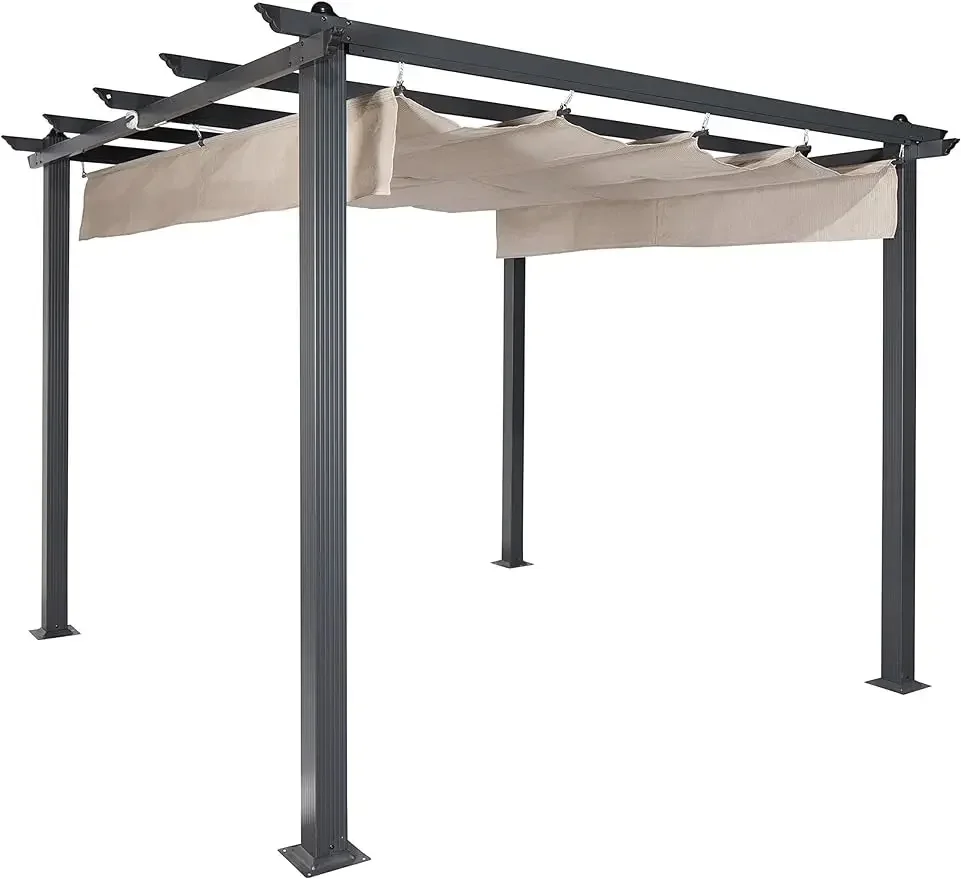 

Pergola, Backyard or Patio Shade Pergola, Light Filtering 90% UV Block, 9'10" x 9'10", Smoke