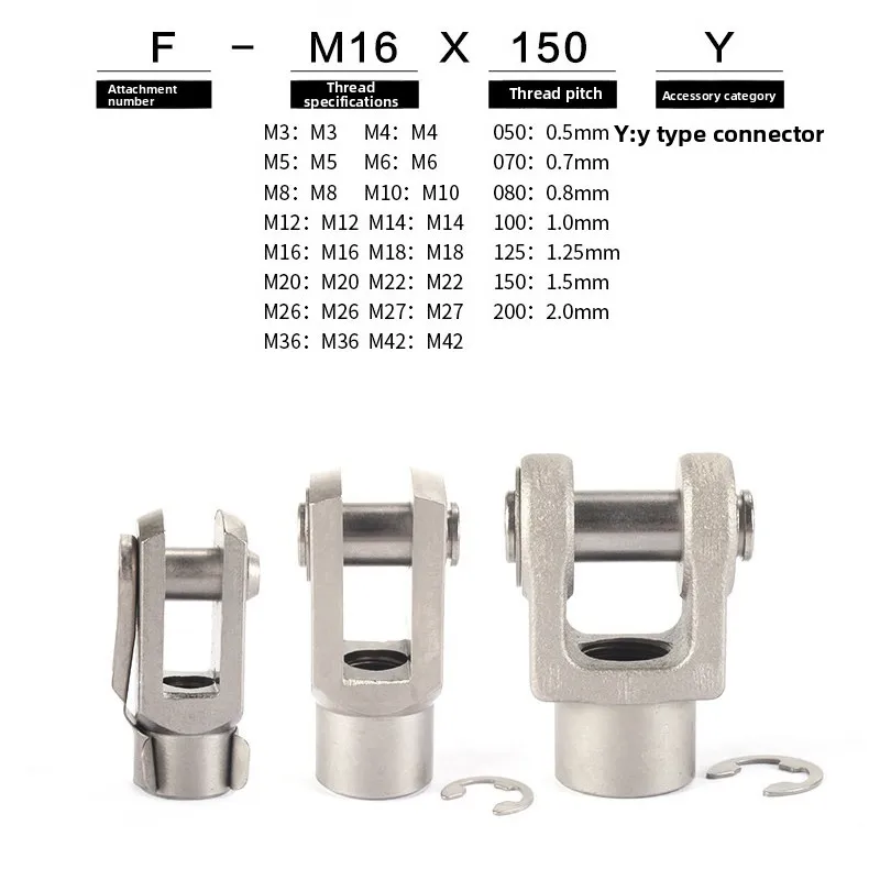 Y Joint  Female Pneumatic Cylinder Mounting Knuckle Rod Piston Clevis M3 M4 M5 M6 M8 M10 M12 M20 F-M8X125Y F-M10X125Y F-M16X150Y