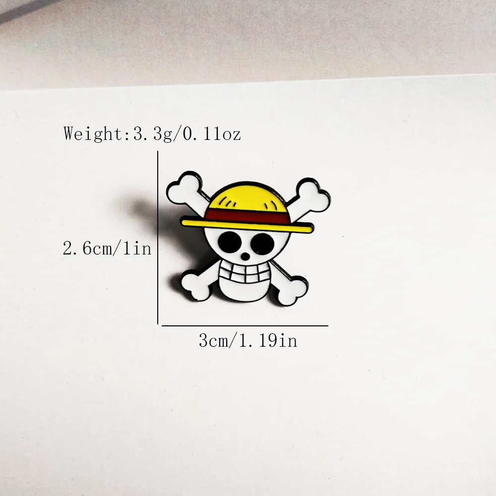 2Pcs Anime One Piece Straw Hat Pirate Enamel Pin Set Luffy Skeleton Metal Brooch Badge Bag Decoration Jewelry Gift