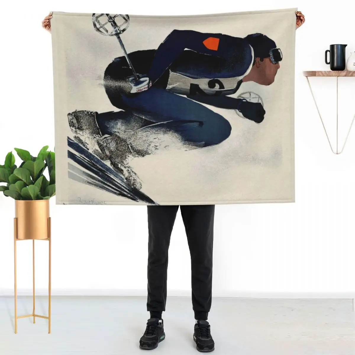 Dynamic French Vintage Ski advert from 1939 Throw Blanket Camping Large Soft Plush Plaid Blankets For Baby decorative Blankets