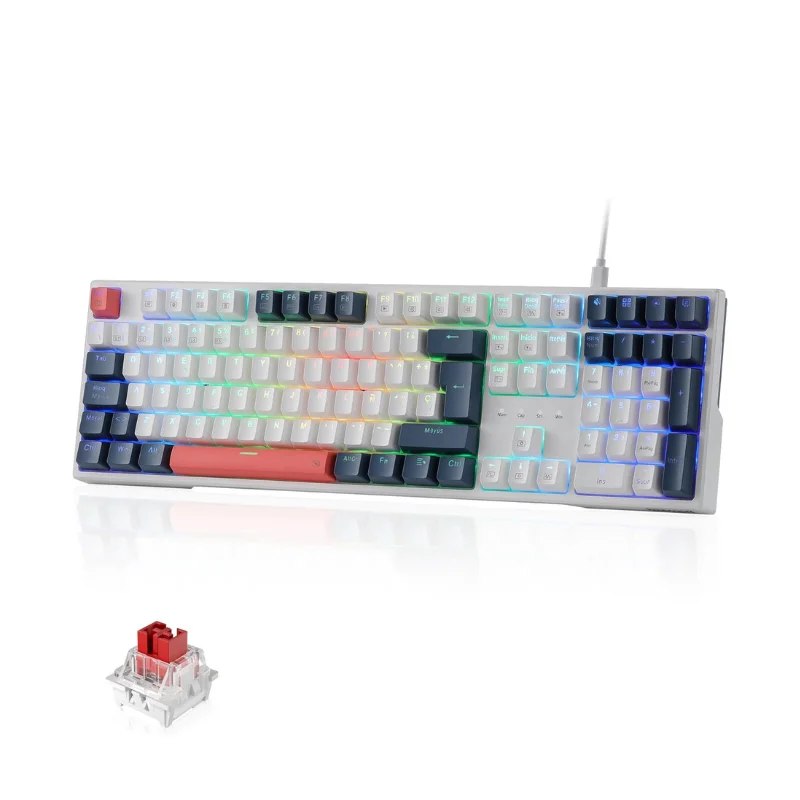 Redragon K668 RGB Wired Mechanical Gaming Keyboard 105+4 Keys, Red Switches,