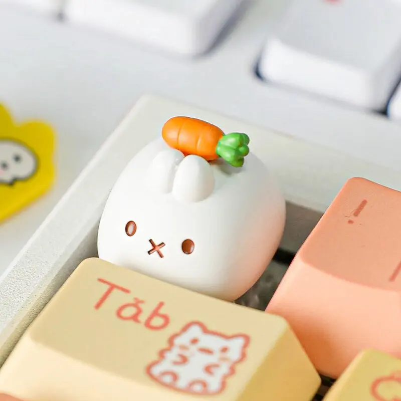Carrot Rabbit Theme Keycaps Customization Resin Material 14.5MM Height Keyboard Cap for Mechanical Keyboard Accessories Gift