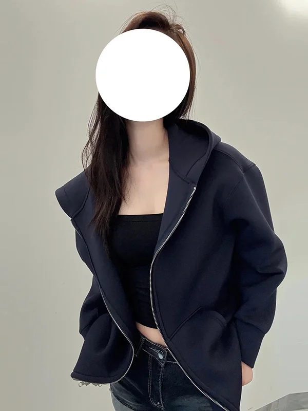 

Мужская и женская толстовка свободного кроя с воздушной прослойкой, на молнии, с длинными рукавами, удобная повседневная верхняя одежда для осеннего сезона