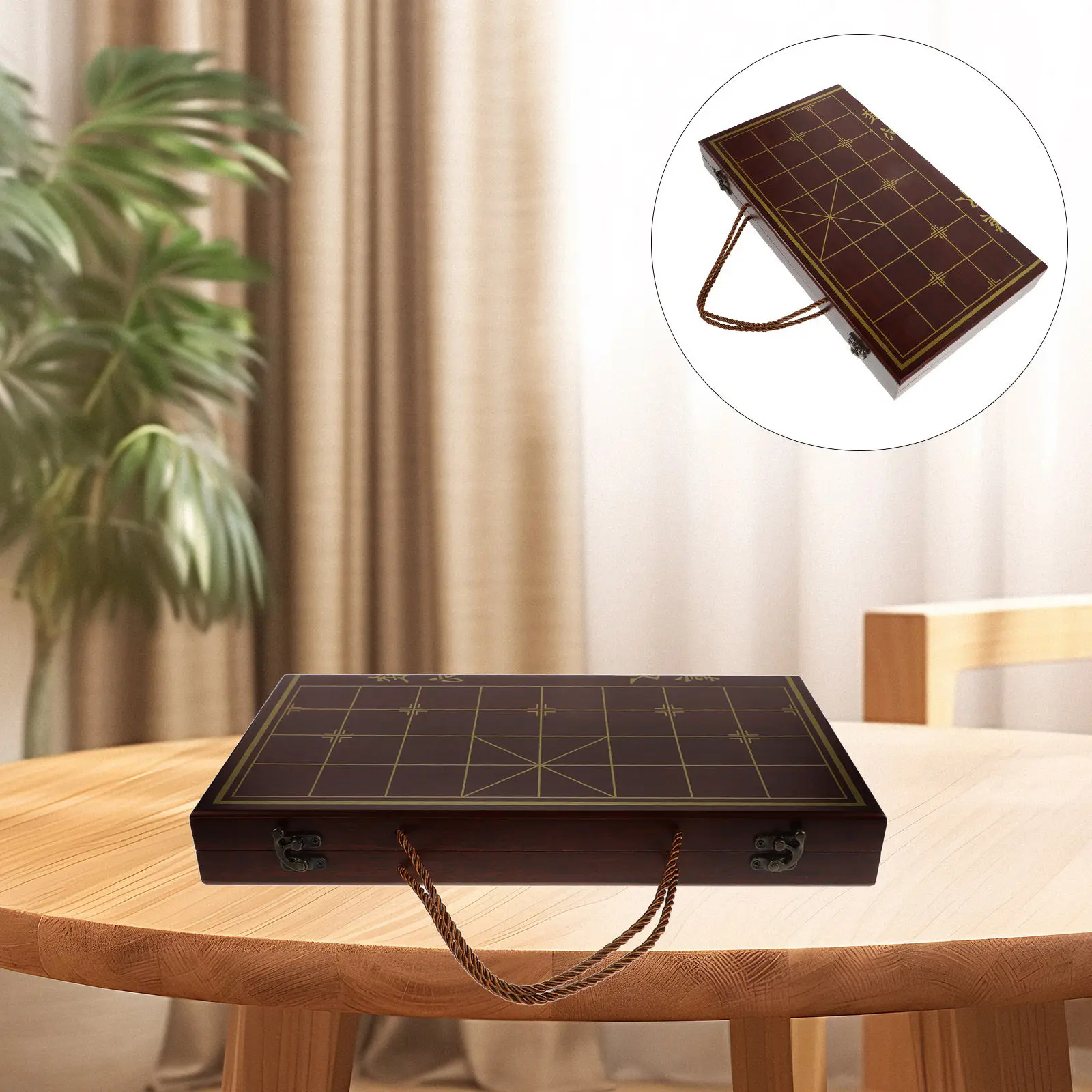 

1Set Natural Wood Xiangqi Chinese Chess Set Portable Box Dual Use Chessboard Travel Game Chess Game Xiangqi Chinese Set