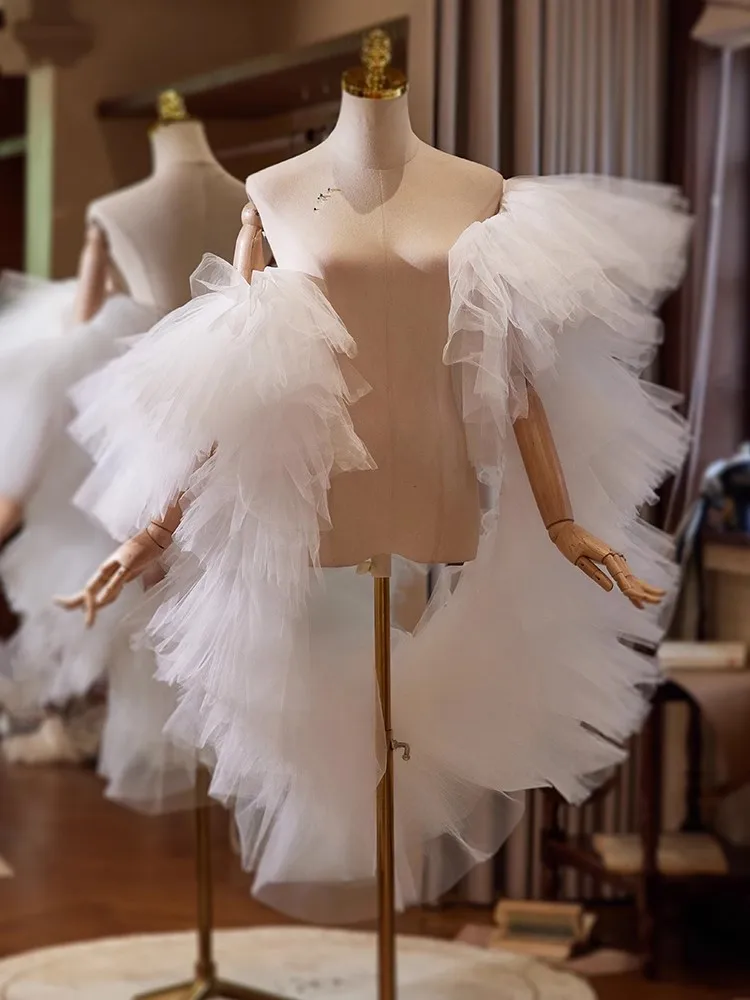 

Женская весенне-летняя длинная белая сетчатая пашмина, женская шаль для косплея, вечерние шоу, плащ с воротником R520