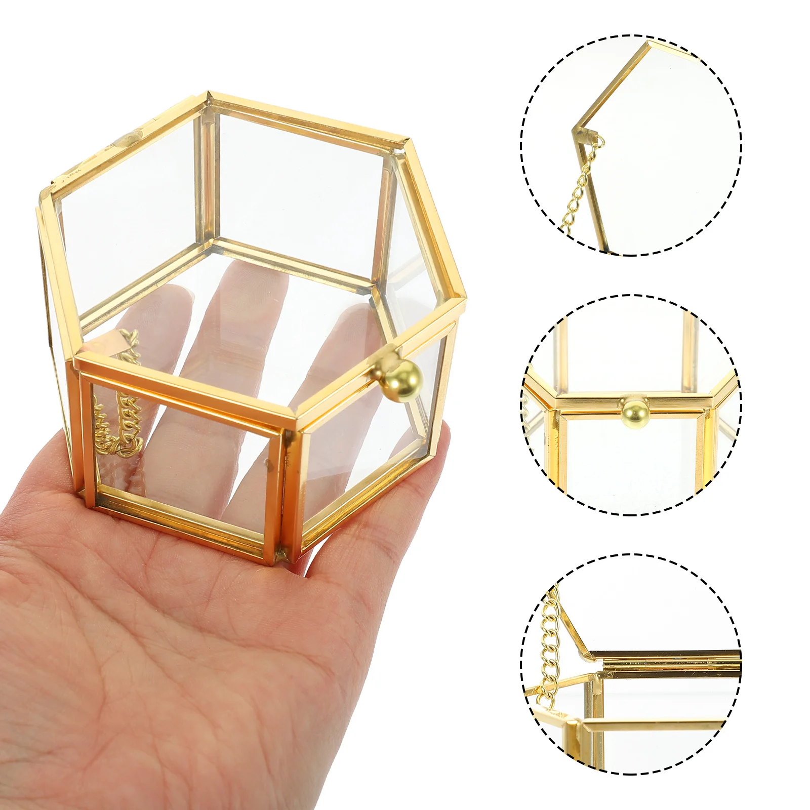 Vintage-Schmuckschatulle aus Glas, durchsichtiges Gehäuse, Halskette, Ohrringe, Display-Organizer, ordentlicher Desktop-Behälter, Schmucketui, durchsichtige Glasbox