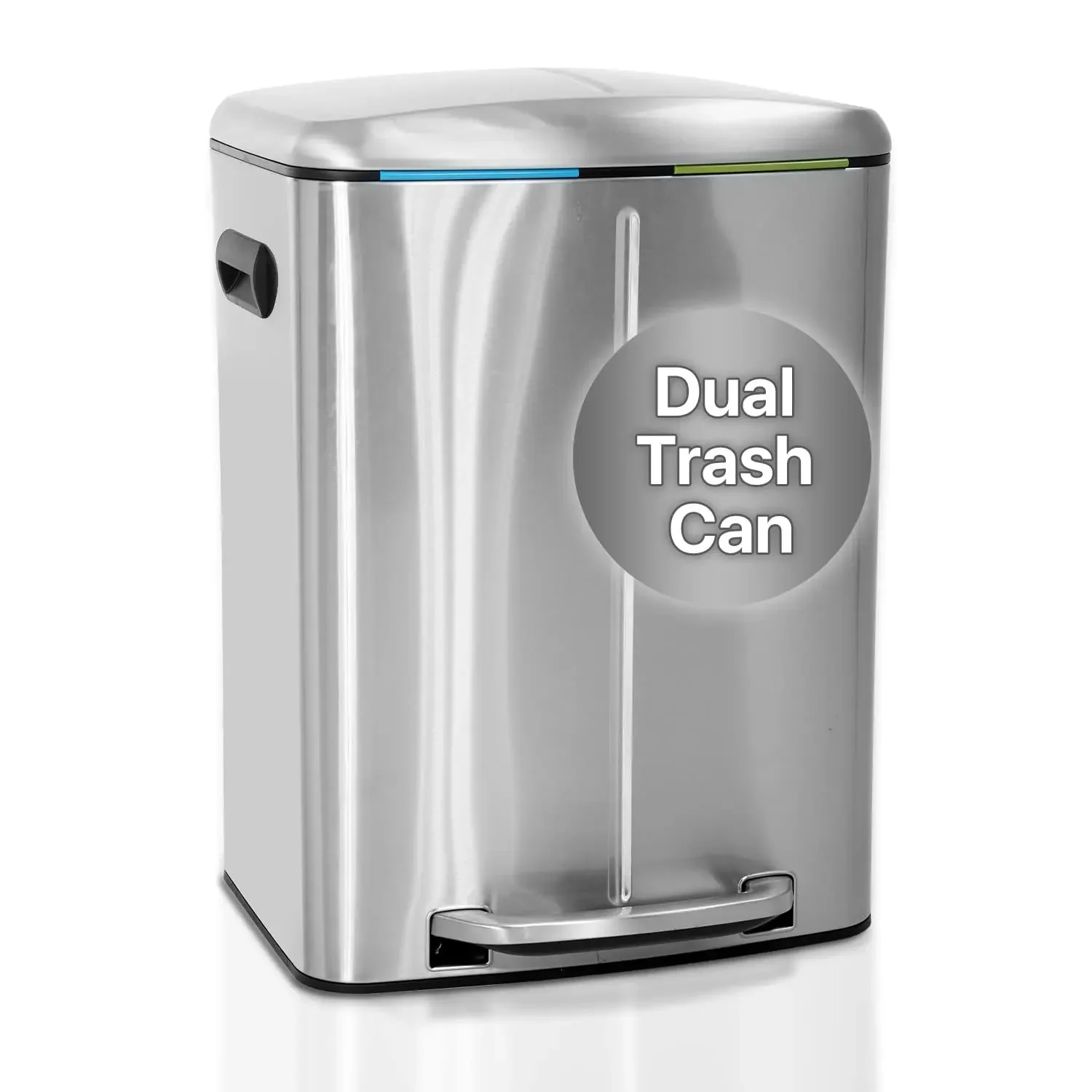 

Kitchen Trash Can with Lid & Double Barrel for Bedroom Bathroom Office High Capacity Step Trash Bin