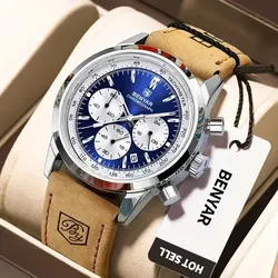 BENYAR New Sport Men Quartz Wrist Watch Top Brand 42MM Military Watch Luxury Chronograph 30M Waterproof Men Clock Reloj Hombre