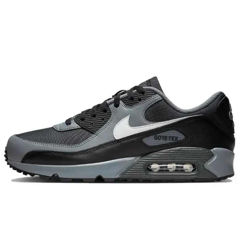 Nike Air Max 90 Anti Slip And Durable Leather Simple And Comfortable Anti Slip Low Cut Life Casual Shoes For Men Silver Grey