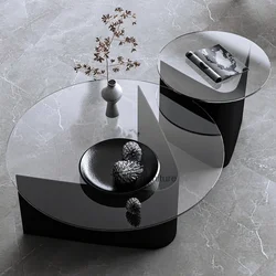 Luxury Center Coffee Tables Modern Large Lateral Unique Bistro Glass Coffee Tables Designer Black Muebles Living Room Furniture