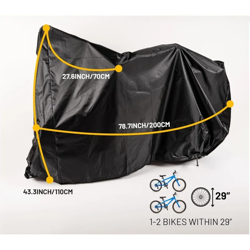 Bike Cover Outdoor Waterproof for 1,2 or 3 Bikes,Rain Sun UV Dust Wind Proof with Lock Hole for Mountain Road Electric Bike (XL)