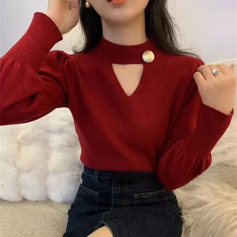 

Пуловеры женские с вырезами корейские элегантные легкие мягкие модные весенне-осенние однотонные женские универсальные свитера в стиле Харадзюку Ulzzang