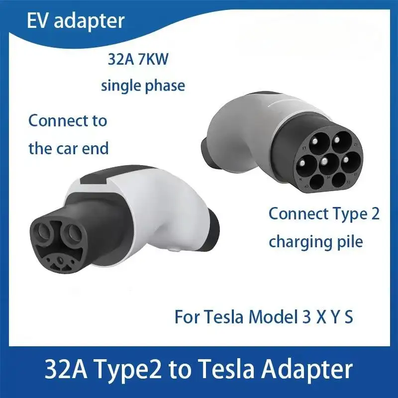 

T2 to NACS type2 to Tesla Tesla 32A new energy vehicle charging converter head for Tesla IEC 62196