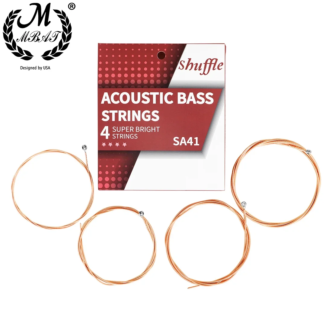 M MBAT Acoustic Bass Strings 4 Strings Steel Hexagonal Core Coated Copper Alloy Wound Silver Ball-End Bass Strings Accessories