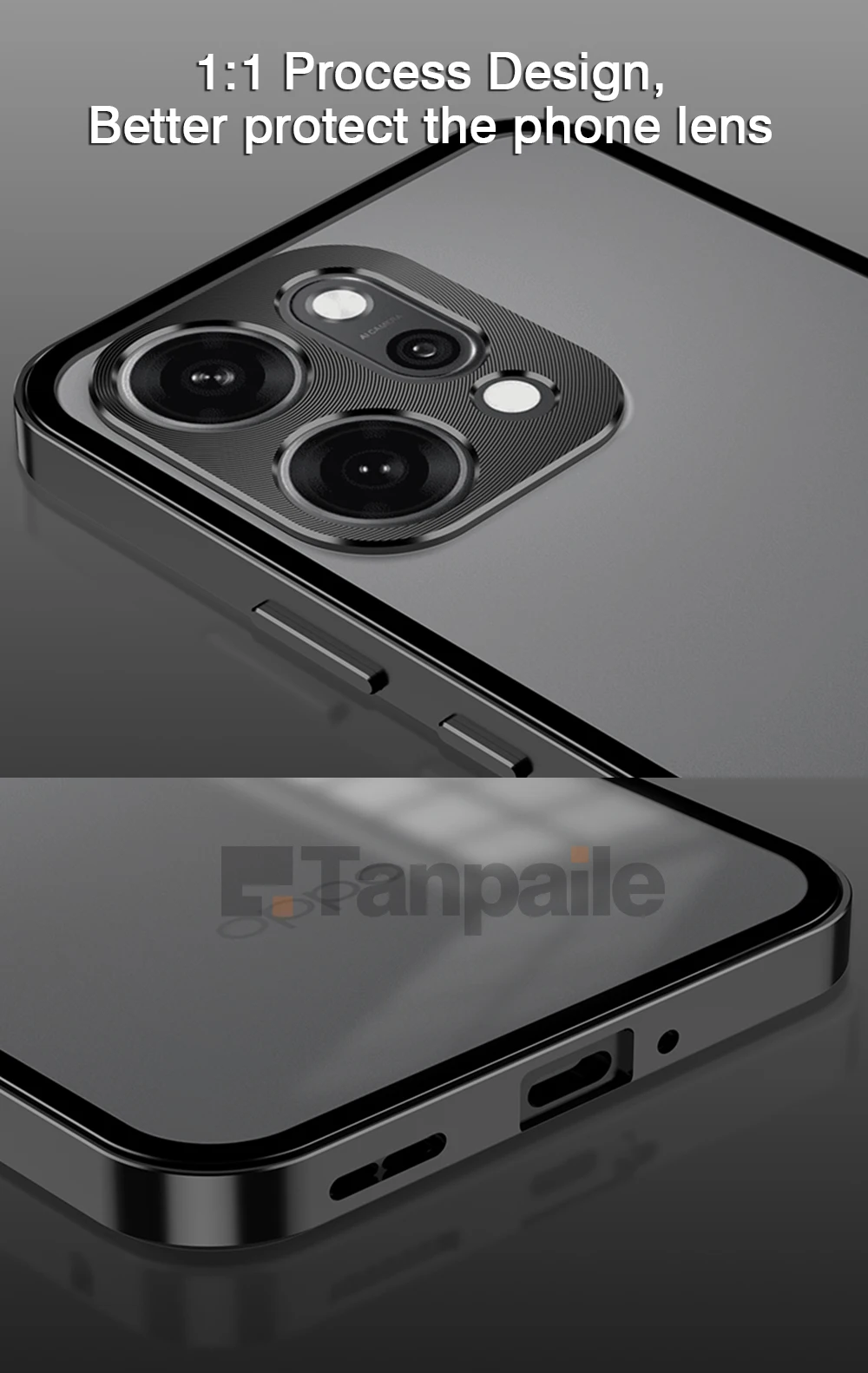 Aluminum Metal Bumper for OPPO Reno14 Pro Case Back Frosted Glass Lock Cover Funda