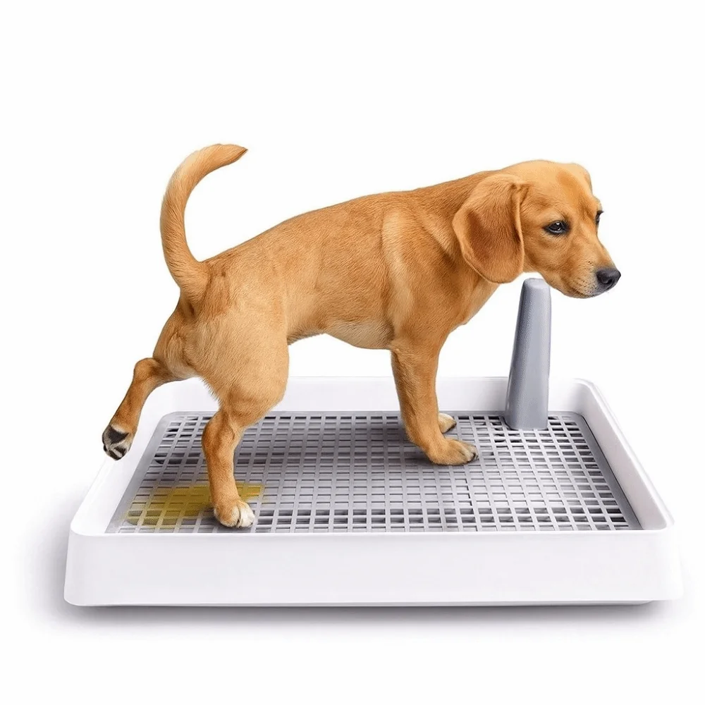 

Plastic Portable Pet Toilet Splash Proof with Column Indoor Training Dog Potty Pad Easy To Clean Mesh Puppy Urine Tray