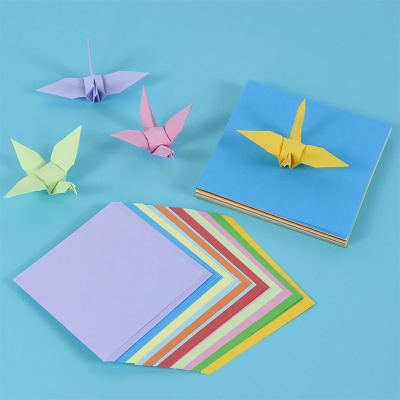 100pcs Craft Paper Multi-Color Children DIY Handmade Double Side Fold Paper Crane Handicrafts 8cm/10cm/12cm/15cm Origami Paper