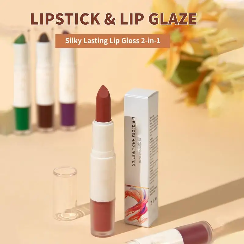 2 in 1 matten Lippenstift wasserdichten Samt Lip gloss langlebigen nackten Lippenstift Lip gloss Bleistift Kontur Make-up