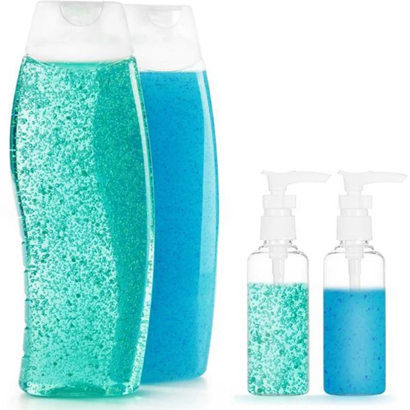 24 garrafas de viagem transparentes do bloco 3.4oz/100ml garrafa da bomba para água, óleo de massagem, shampoo