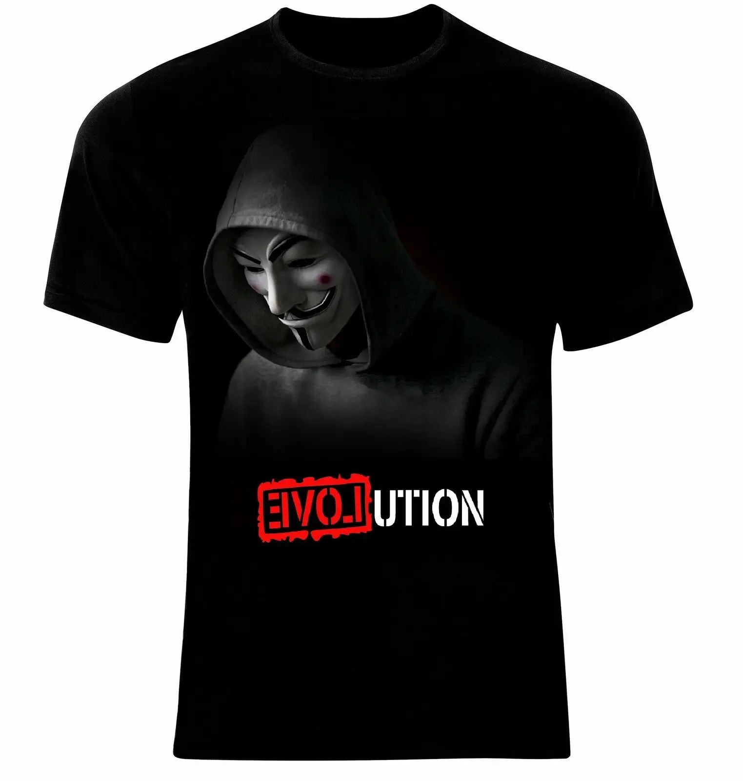 

Evolution Love Ution Anonymous V for Vendetta T-Shirt 100% Cotton O-Neck Summer Short Sleeve Casual Mens T-shirt Size S-3XL