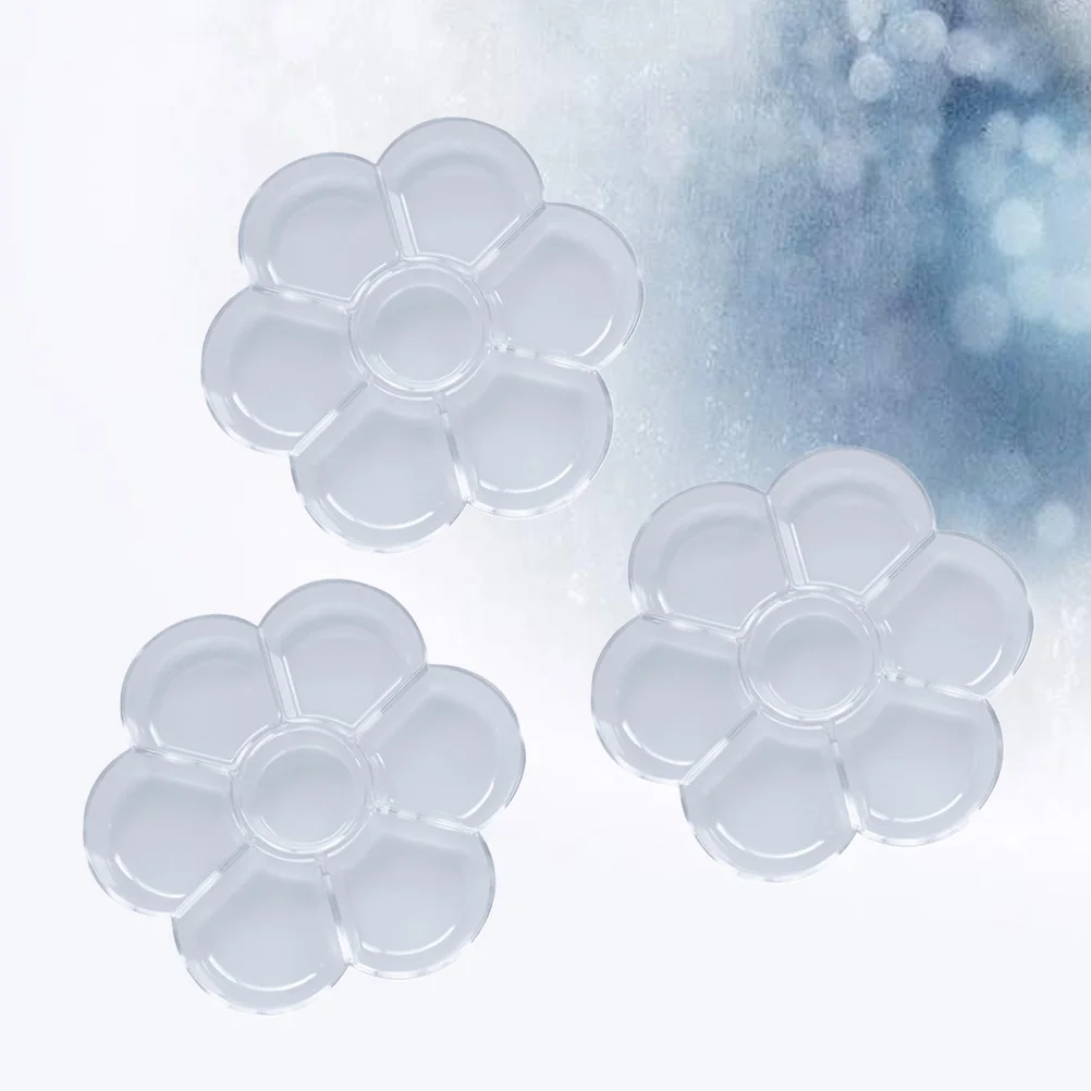 3 szt. Przenośna, przezroczysta plastikowa paleta malarska w kształcie śliwki do sztuki, rękodzieła, malowania, rysowania, okrągła, wytrzymała, lekka