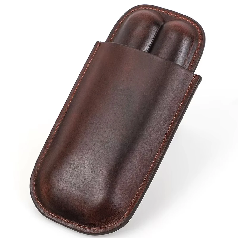 

Leather Cigar Case Travel Convenient Family Pocket Travel Portable Cigars Accessories Handbag Men Gift Cigar Tube Humidor