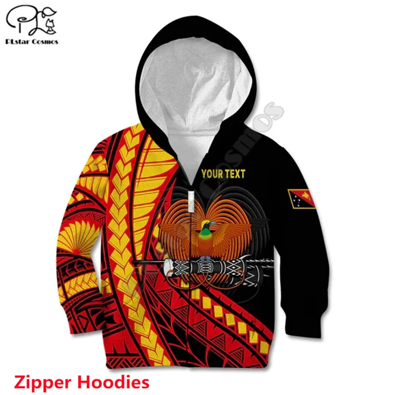 

Custom Personalised Papua New Guinea Kid Hoodie The Greater Bird of Paradise 3d printed Zipper Hoodies kids jacket boy For Girl