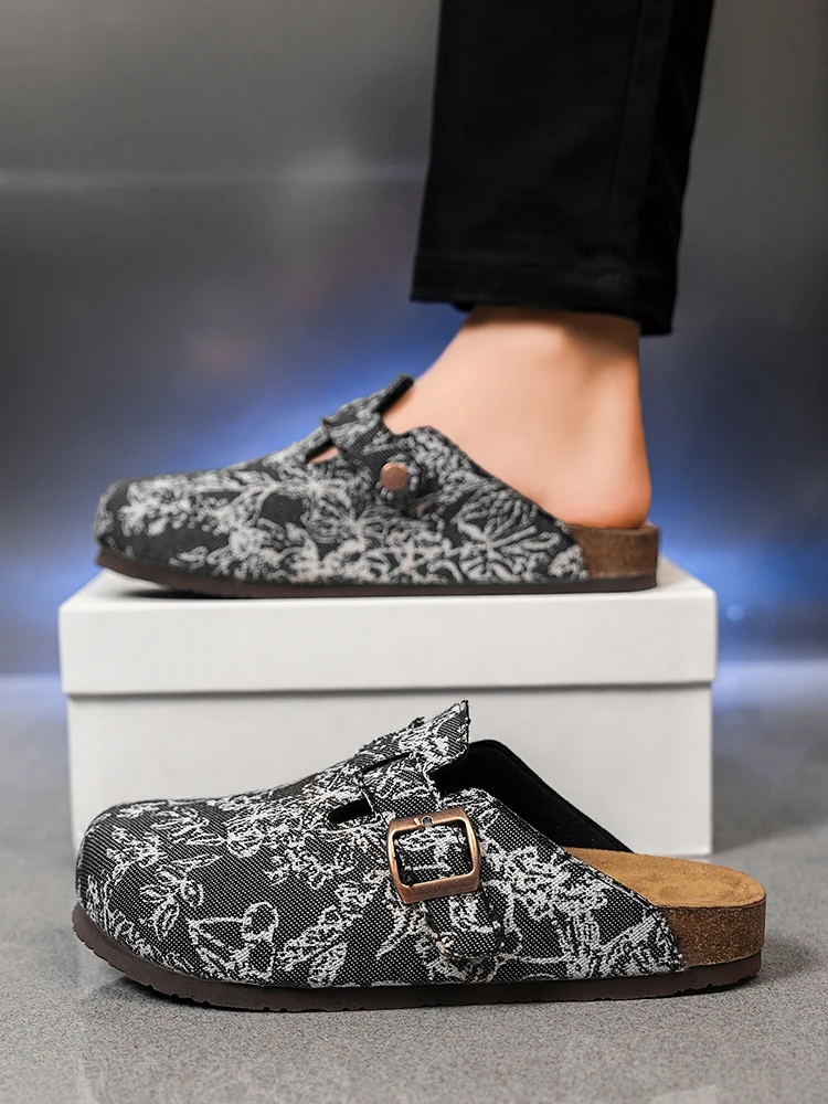 2025, vier Jahreszeiten für Männer und Frauen, Baotou-Hausschuhe, leichte Halbhausschuhe aus Kork, Paarschuhe, Retro-Slip-on-Lazy-Hausschuhe