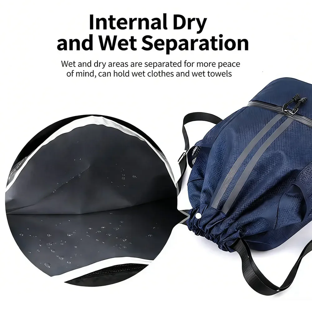 

Dry Wet Separation Swimming Waterproof Drawstring Bag Unisex Basketball Bag Storage Pouch Oxford Cloth Running Fitness Camping