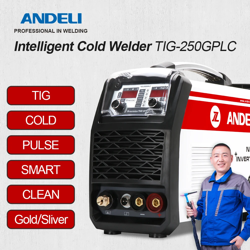 ANDELI Intelligent Welder TIG-250GPLC TIG/COLD/PULSE/CLEAN/SMART/Au-Ag Cold Welding Machine Jewelry Multifunctional TIG